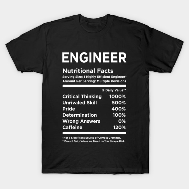 Engineer Nutritional Facts T-Shirt by produdesign